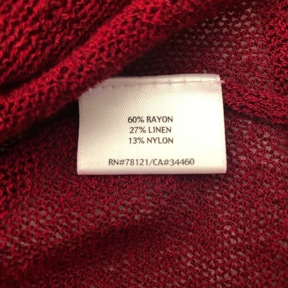 Eileen Fisher Petite Small Rayon Silk Red Cardigan Ruffle Flutter Open Front - Picture 8 of 16